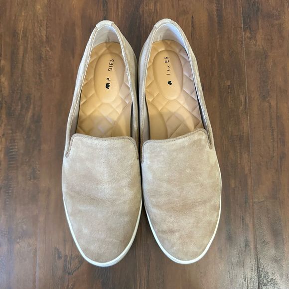 BIRDIES The Swift Classic Shell Suede Slip On Sneaker Beige Tan - Picture 2 of 9
